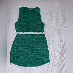 Green Two Piece, Tweed Fabric